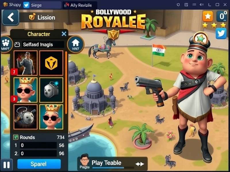 Bollywood Siege Royale gameplay screenshot showing Indian-themed map